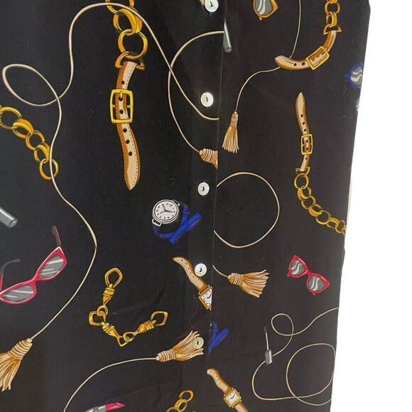 APT. 9 Belted Knee Length Dress Womens M Black Baroque Watches Sunglasses Casual - Picture 5 of 12